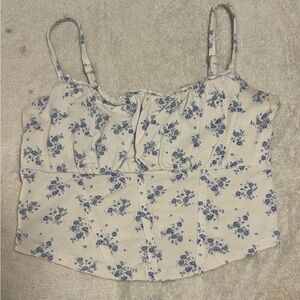 Elegant Blue Floral Camisole Top